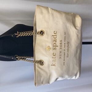Kate Spade Beige Canvas Tote with Gold Accents
